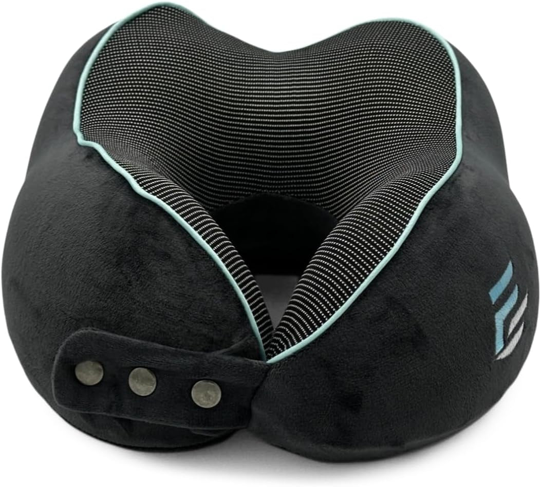 Flagshipper pernă pentru gât avion - pernă pentru gât adult - pernă pentru gât mașină - pernă de călătorie spumă de memorie - lavabilă cu parte din spate îngustă (catifelată moale și respirabilă) - reglabilă, gri Perne ortopedice cervicale Naty Shop