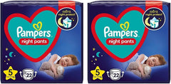 Night Pants Diapers (Old Version), Size 5, 22 Pieces, 12kg-17kg (Pack of 2)