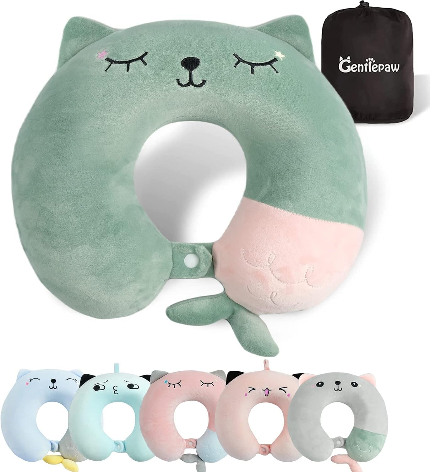 Pernă pentru gât, pernă pentru gât copii pentru călătorii cu avionul, mașina, trenul, pernă de călătorie cu spumă de memorie pentru adulți, pernă în formă de U cu motiv drăguț de animale, pernă Capac detașabil (roz2) Perne ortopedice cervicale Naty Shop Salutări