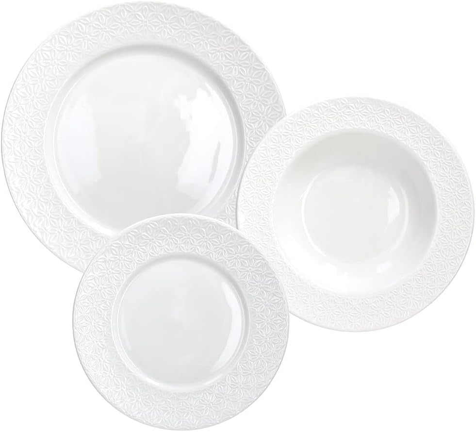 Margaret, serviciu de masă pentru 6 persoane, 18 piese, porțelan, alb Seturi vesela masa Naty Shop