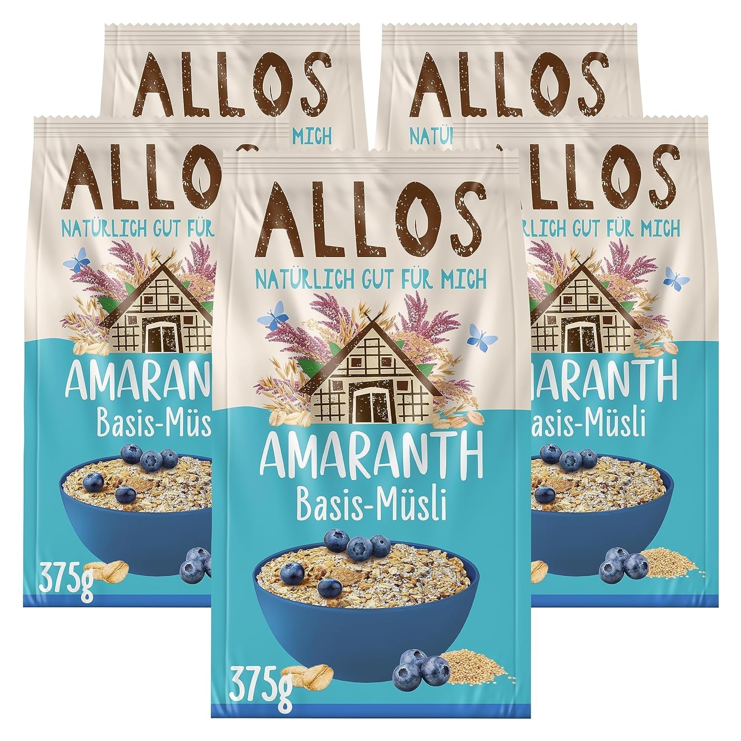 Allos unsweetened protein muesli | Organic Muesli | Oatmeal | Cereals for breakfast | Vegan (5 x 450g), 1 piece (pack of 5)