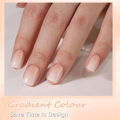 Set unghii false - 240 bucăți unghii scurte și pătrate, model gel moale, gradient alb nud, unghii false artificiale naturale pentru lipire, pentru femei DIY (gradient nud, 240X)