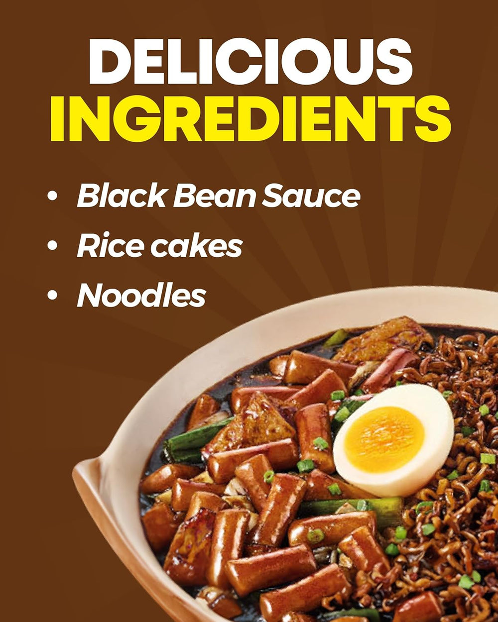 NONGSHIM Rapokki (Jjajang, 400ml) – authentic Korean street food, ramen and rice cakes, black beans; quick and easy to prepare, ready in 4 minutes