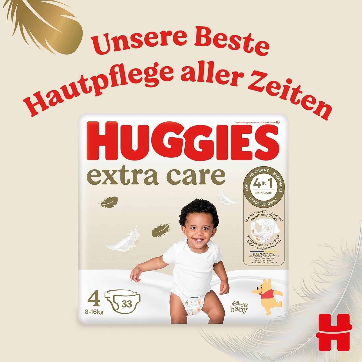Huggies Extra Care Disney Baby Diapers, Size 4, 120 Diapers (2x60), Monthly Box