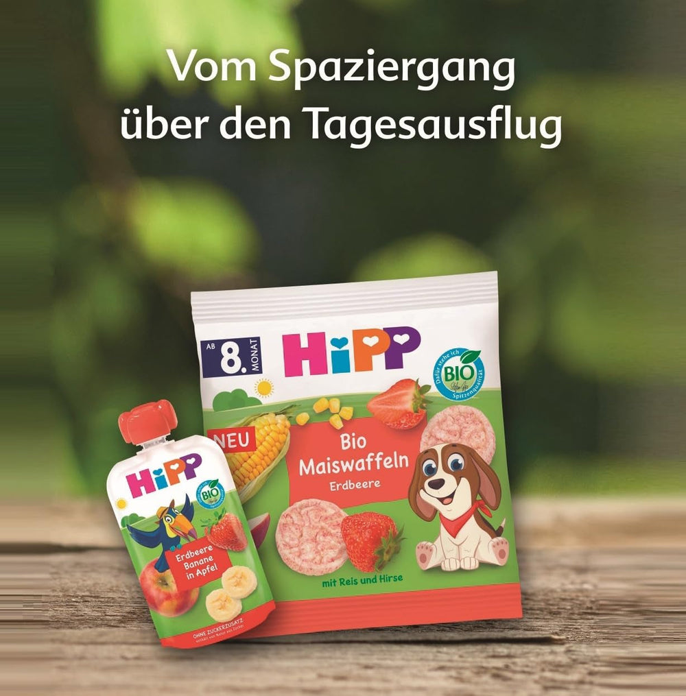 HiPP Bio Quetschie Mirabelle in Apfel-Pfirsich - Ellis Einhorn (8 x 100g), ab 1 Jahr, 100% Fruchtpüree, ohne Zuckerzusatz, vegan, in bester Bio-Qualität