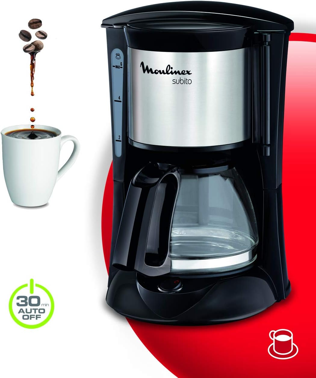 FG150813 Cafetieră Subito, 6 cești, Negru/Oțel inoxidabil