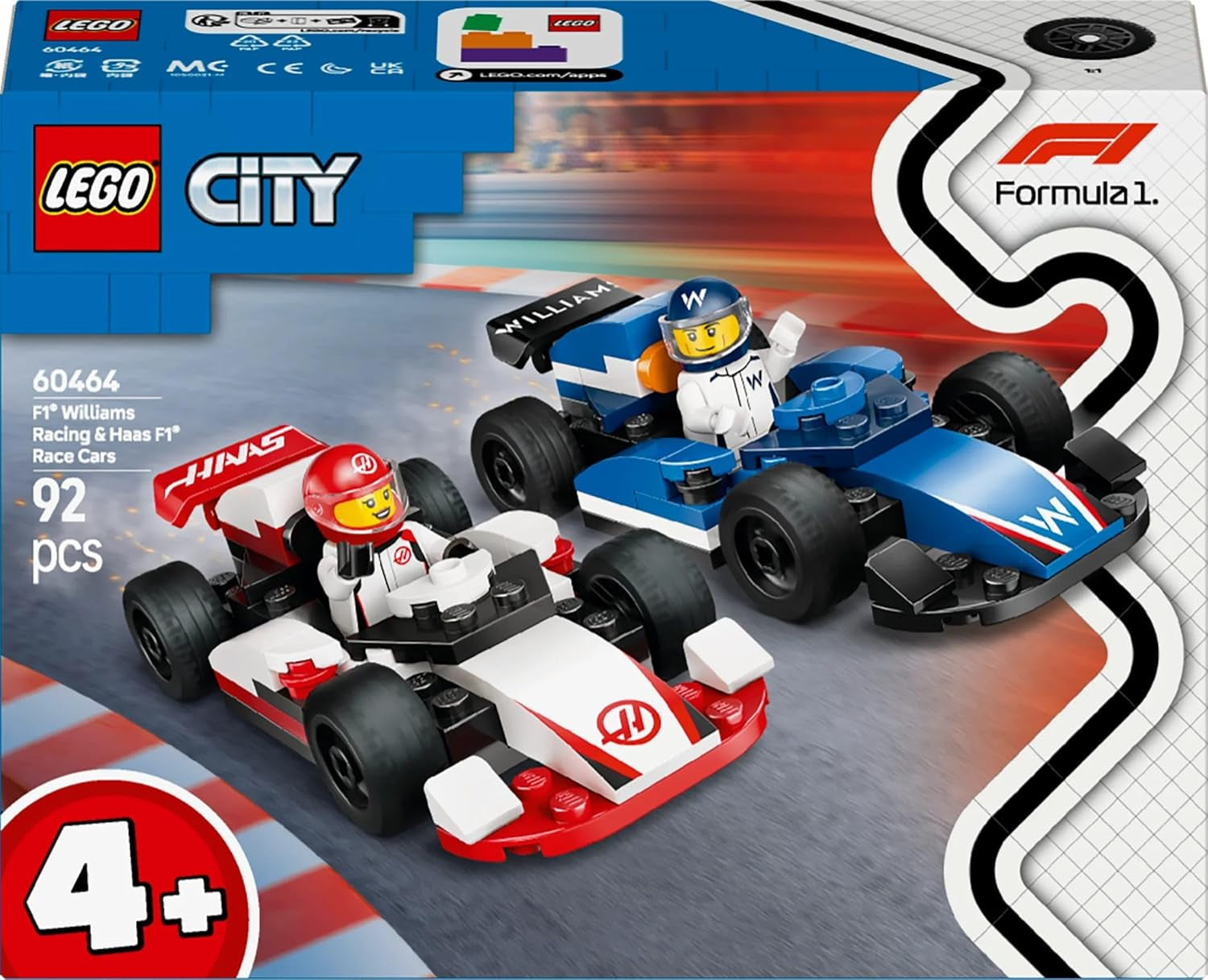 LEGO City F1 Williams Racing and Haas F1 Racing Cars - Formula 1 toy with buildable cars and 2 racing driver minifigures - Small gift ideas for boys and girls from 4 years 60464 Building sets Beuche den LEGO-Store