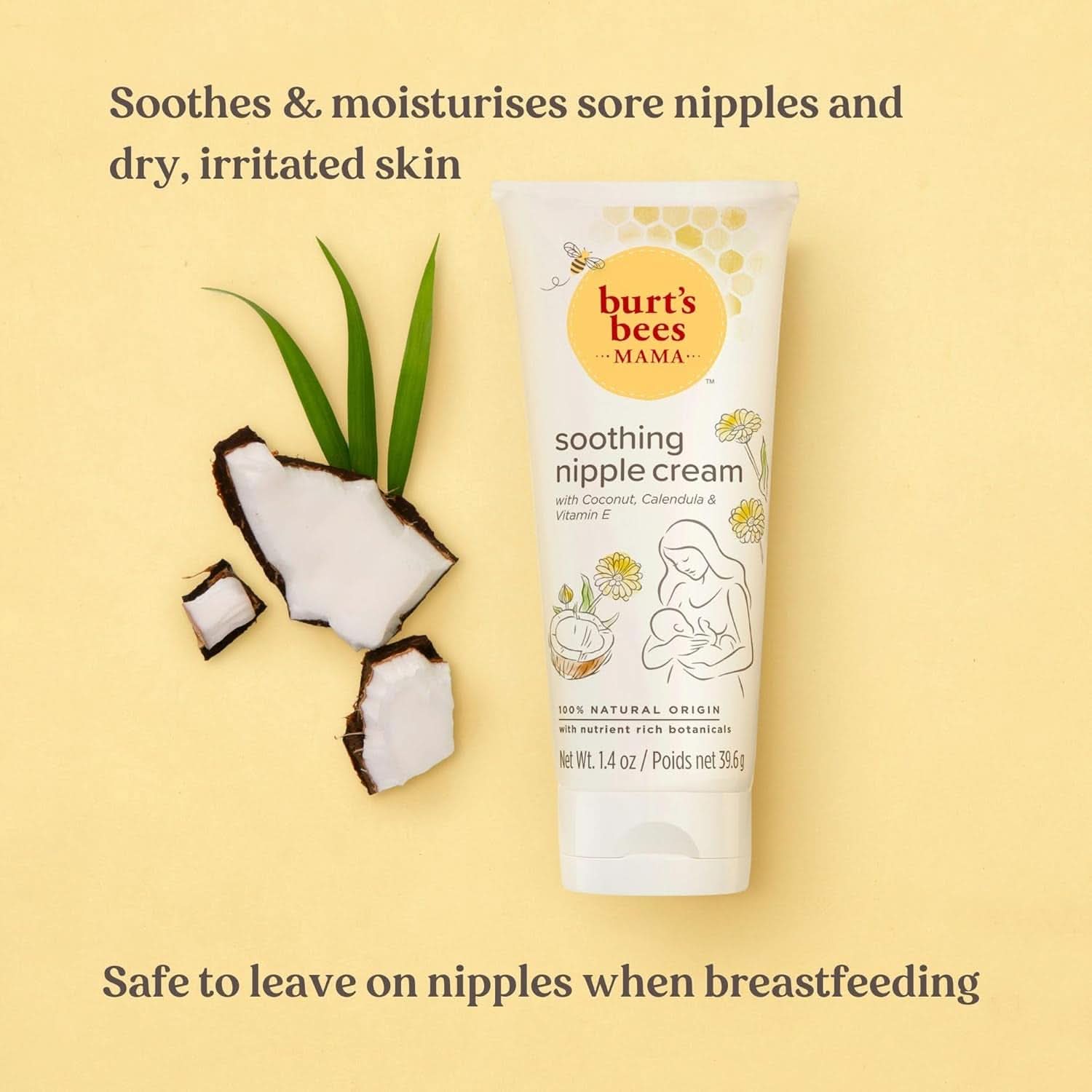 Burt'S Bees® Mama Soothing Nipple Cream cu nucă de cocos, calendula și vitamina E, 100% naturală, 1,4 uncii Accesorii Hrana si Alaptare Bebe Naty Shop