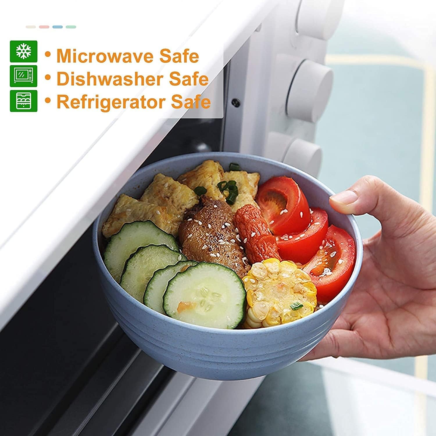 Set de tacâmuri din plastic pentru camping pentru 4 persoane, reutilizabile, indestructibile, farfurii, căni, boluri și tacâmuri ușoare, ecologice, reutilizabile, potrivite pentru cuptorul cu microunde și mașina de spălat vase