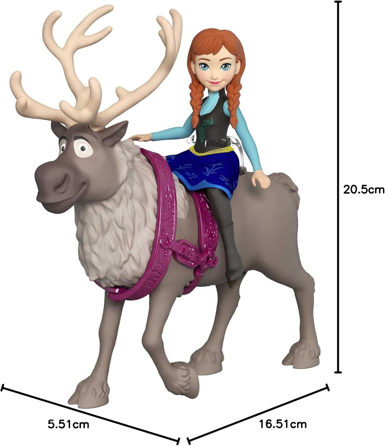 Mattel DISNEY The Ice Queen Anna & Sven Doll and Animal Figure, Inspired by the Animated Characters, Movable Limbs, Detachable Skirt and Cape, for Kids 3 Years and Up, HLX03 Naty Shop Dolls