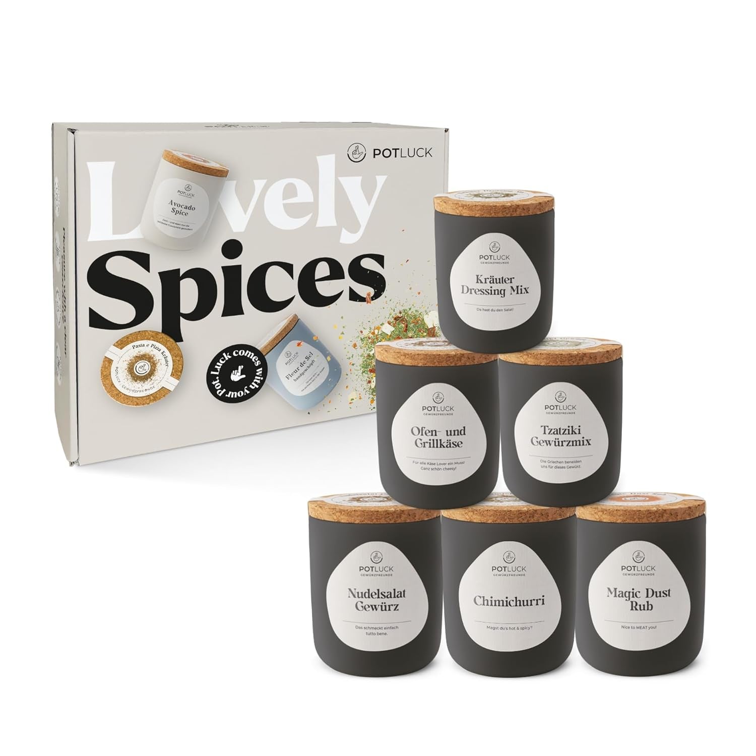 Potluck | Feta Gewürz | Gewürzmischung im Keramiktopf | 50g | Mit natürliche Inhaltsstoffen