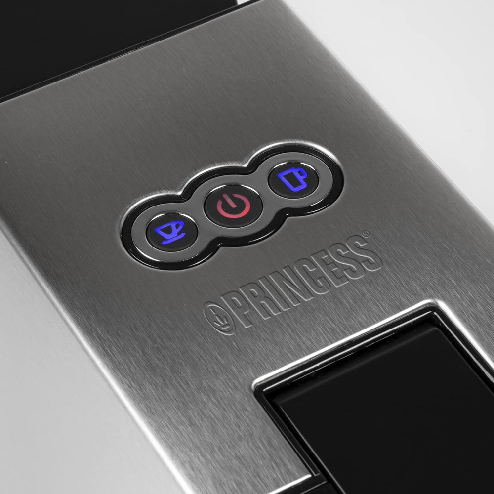 Espressor multicapsule Princess 5 în 1 – Compatibil cu Nespresso, Dolce Gusto, Lavazza a Modo Mio și ESE Pads, capacitate 0,8 l, 1450 W, argintiu, negru