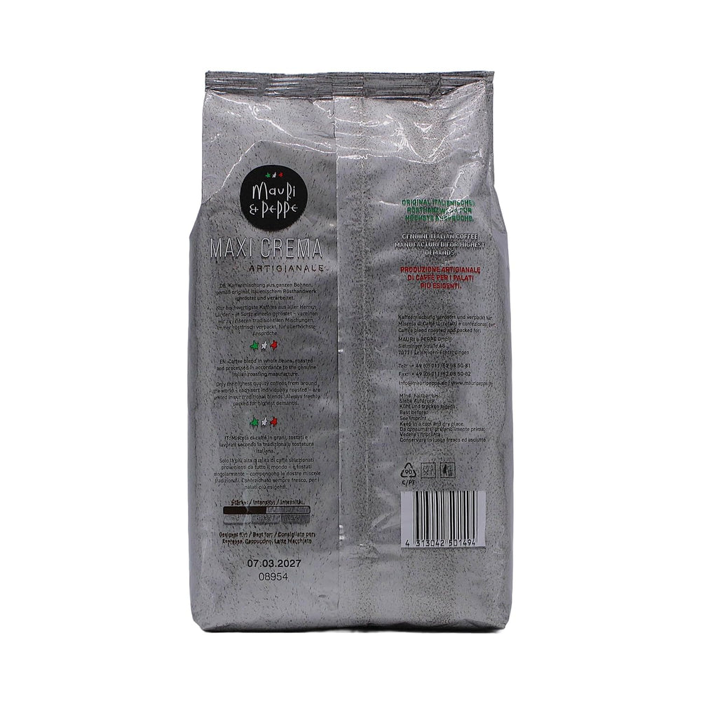 Maxi Crema 2000g Boabe de Cafea Întregi - Măiestrie originală italiană de prăjire pentru cele mai înalte exigențe! Cafea, Cappuccino, Espresso, Latte Macchiato