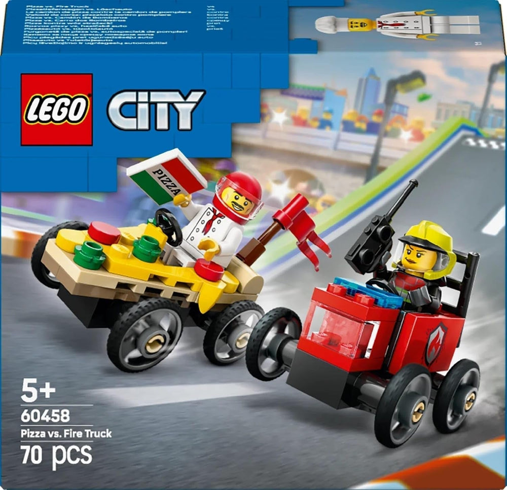 LEGO City Pizza Delivery Van Vs. Pizza Truck - Soapbox toy for girls and boys from 5 years - Building set with 2 driver minifigures - Birthday and holiday gift 60458 Building sets Besuche den LEGO-Store