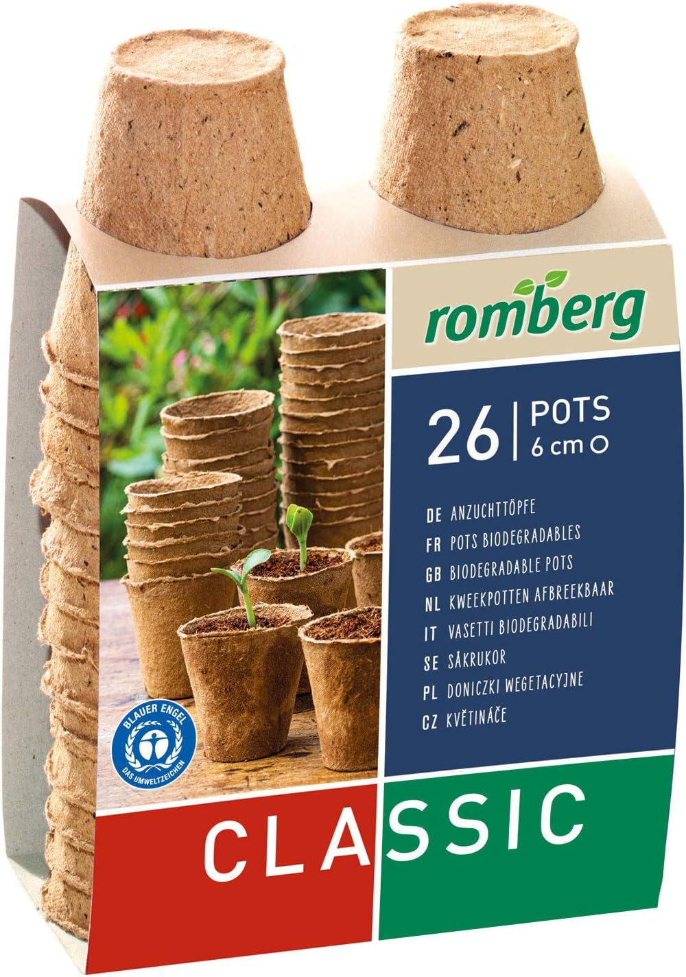 Ghivece pentru răsaduri de cocos Romberg 10091100 (ghivece pentru plante) Classic - 6 cm, rotunde, fără turbă, biodegradabile, 26 bucăți