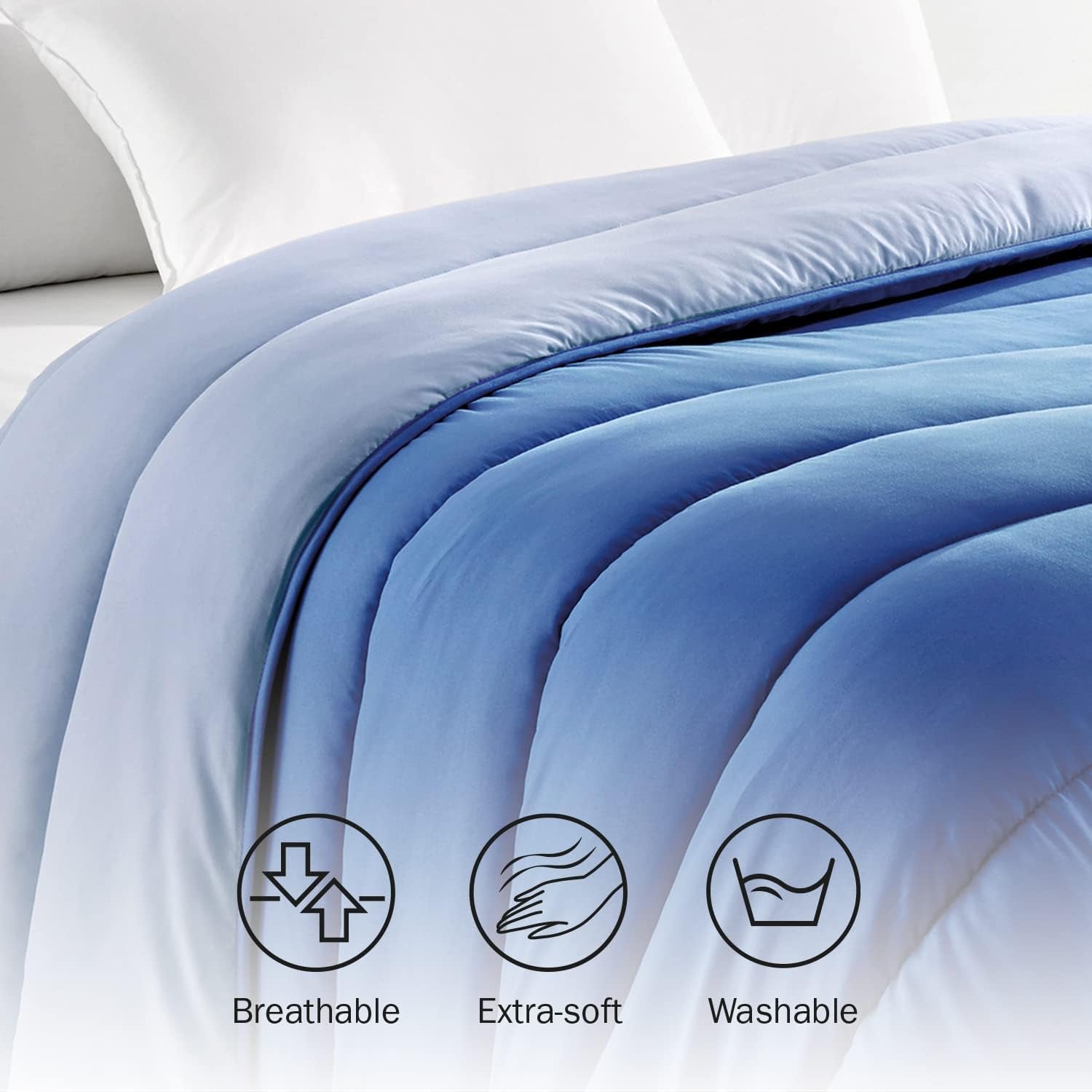 Pikolin Home - Reversible duvet 300 G - Two-tone Nordic filling - For bed 100/105 - Feather filled, Warm, Breathable, Light grey/natural grey, 180 X 220 Cm Duvets and quilts Naty Shop