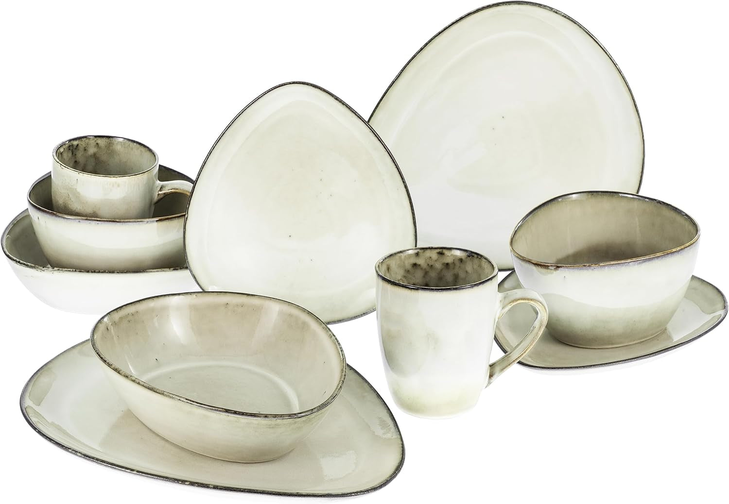 CreaTable, 23769, seria CLOUDY, nisip, set de veselă cu 10 piese, serviciu combinat din gresie, potrivit pentru mașina de spălat vase și cuptorul cu microunde, producție de calitate