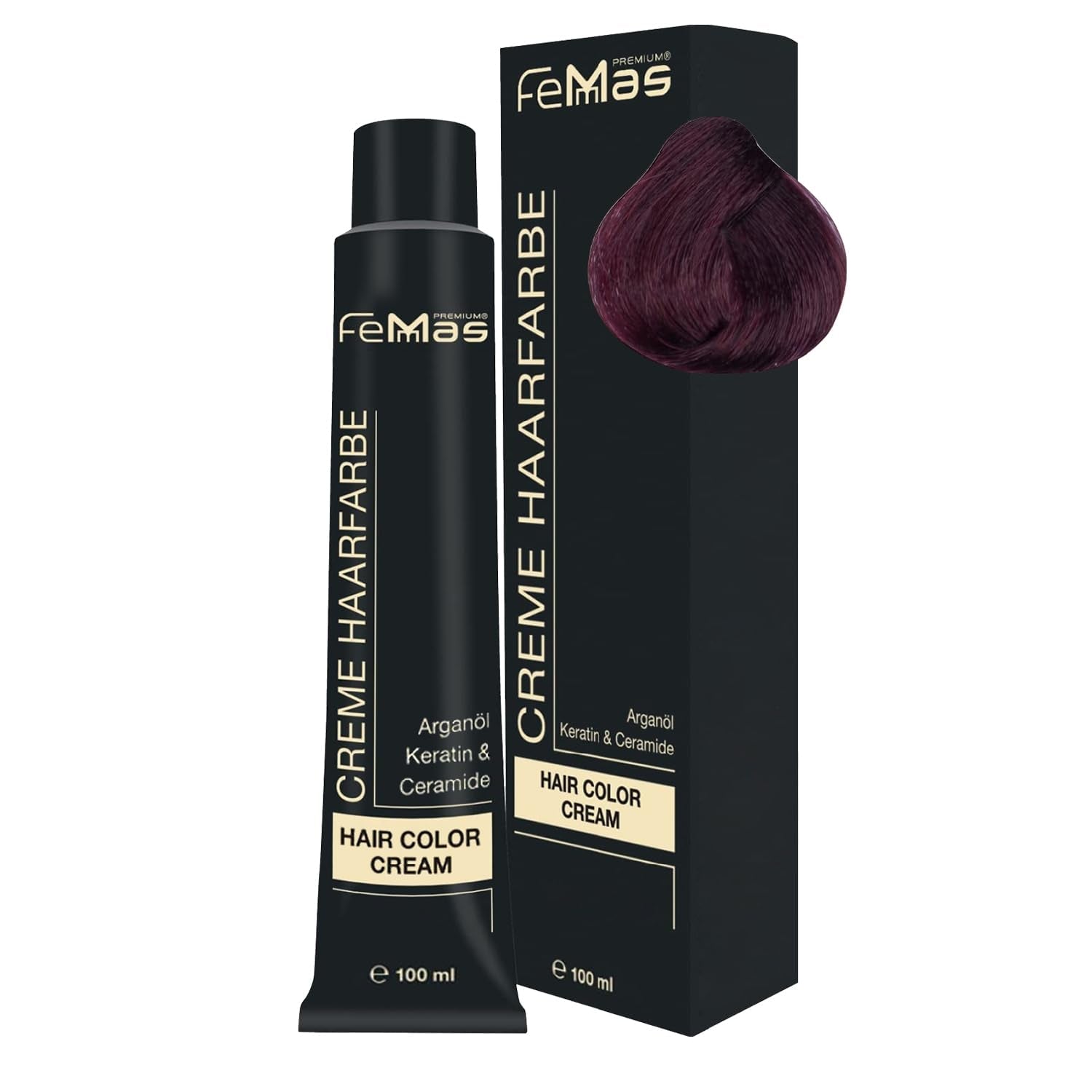 FemMas Hair Colour Pure & Mix Red I Cremă profesională cu ulei de argan, keratină și ceramide I Ca o vopsea de păr permanentă sau nuanță pentru rezultate radiante, de lungă durată I 100 ml