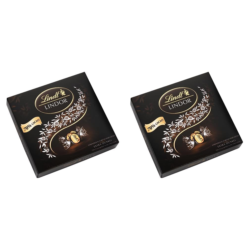 Gift box LINDOR Extra Black 70% Cacao, Gift chocolate, approx. 15 LINDOR truffles, 186 g (pack of 2)