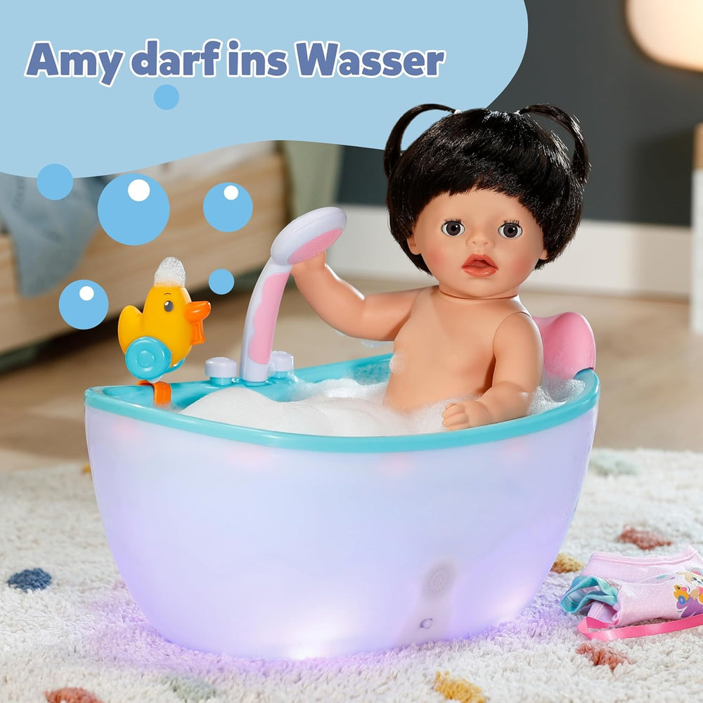 BABY Born Amy - Păpușă de 36 cm - Păpușă bebeluș cu 7 funcții pentru copii mici de la 1 an - Funcționează fără baterii - Include accesorii și saltea