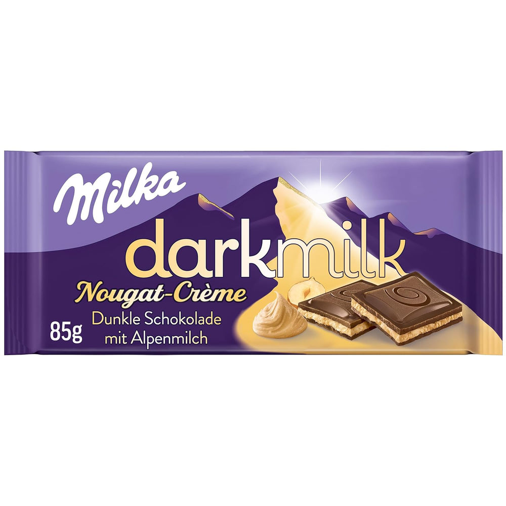 Milka Black Milk – Alpine black chocolate with milk and creamy nougat filling – 85g (pack of 5)