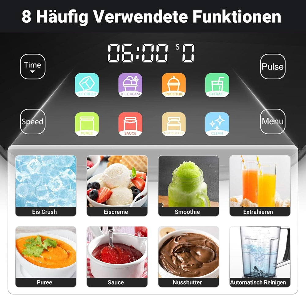 Blender AMZCHEF, 8 smart menus and 10 speeds, LCD touch screen Kitchen Naty Shop