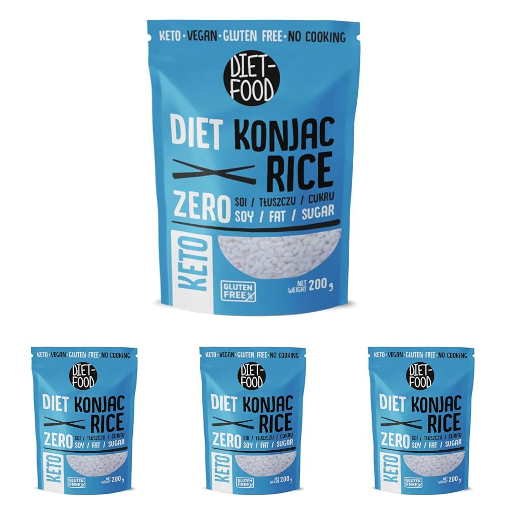 DIET-FOOD Instant Shirataki Konjac Rice, Low Carb, Low Calorie, Vegan, Fat Free, Soy Free, Gluten Free, Keto Friendly, Slimming Rice Noodles, 200 Grams