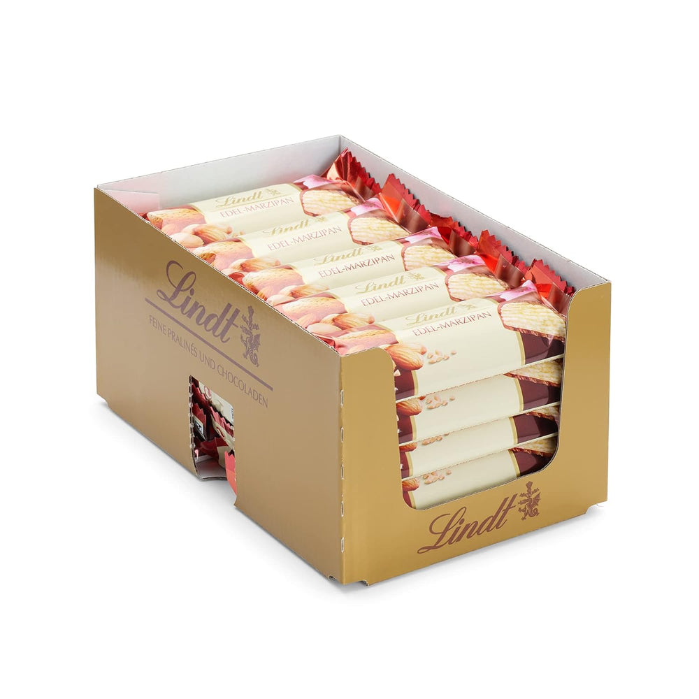 Lindor Chocolate Top Presentation | 1718 g and chocolate bars with marzipan | 25 bars x 50g in a counter display | 1250 g | Pure marzipan covered with dark chocolate | Chocolate bars