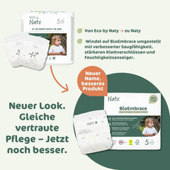 Naty BioEmbrace Baby Diapers, Size 5 (11–25 kg) | 100% plant-based materials, gentle on the skin | Breathable softness, dermatologically tested, excellent absorption | 80 pcs.