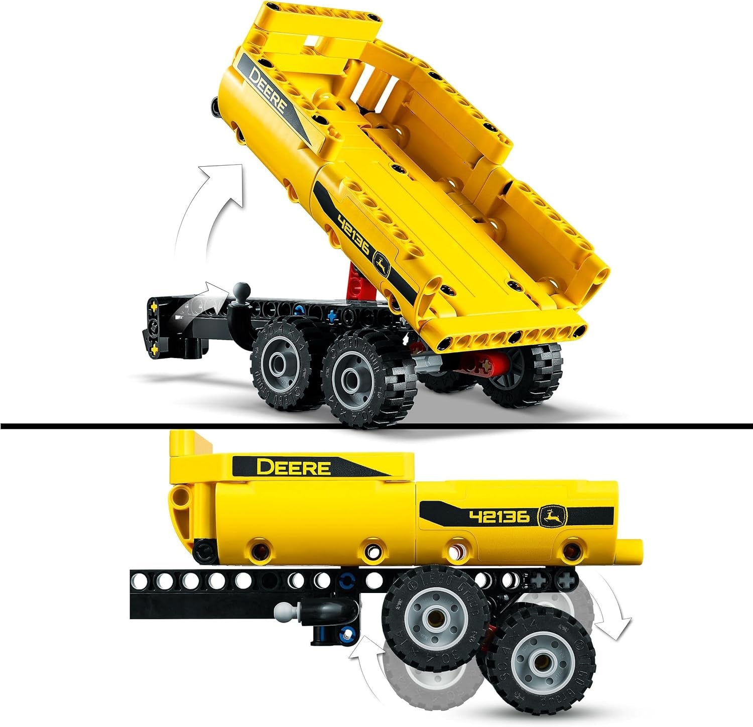 LEGO Technic John Deere 9620R 4WD Tractor with Tipper Trailer Classic Farming Toy for Kids Boys and Girls 8 Years Old Collectible Model Kit 42136 Building Sets Besuche den LEGO-Store