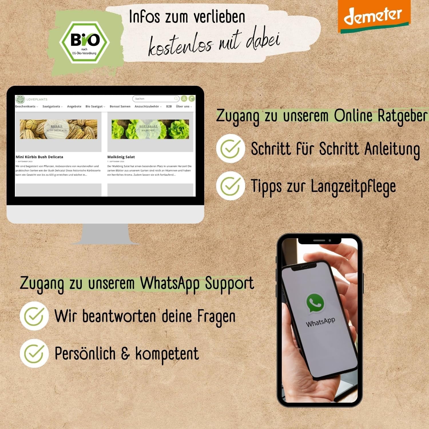 Organic Vegetable Seed Set - 12 Varieties of Demeter Vegetable Seeds | Rare and Family Vegetable Seeds, All Free Pollinated | Family vegetable varieties for balconies, raised beds, gardens and gifts | Loveplants