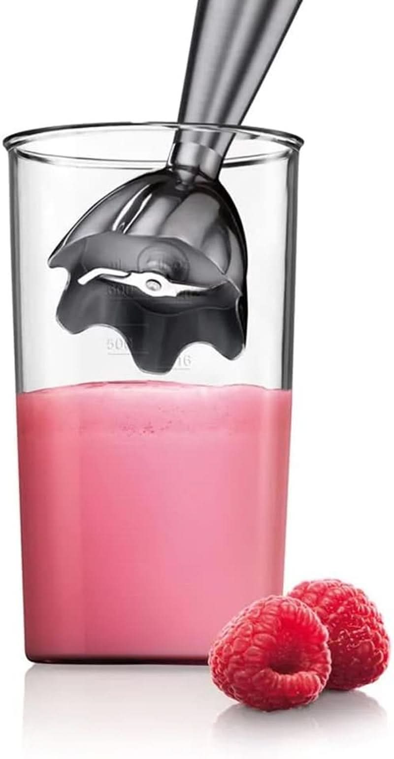 Braun Stabmixer MQ 3000 Smoothie+ – Multiquick 3 Pürierstab Mit Edelstahl Mixfuß, 700 Watt, Inkl 600 Ml Mixbecher, Weiß/Blau Bucatarie Naty Shop