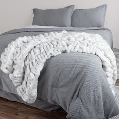 Lavish Home Oversized Gerüschte Faux Fur Blanket, 152.4 X 203.2 Cm, Jacquard Faux Fur, Queen Size Throw for Beds and Sofas, Gray Beds and Blankets Lavish Home