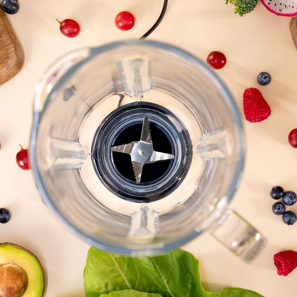 Cecotec Standmixer Retro Power Black Titanium Retroblue, 1200 W Maximale Leistung, 1.5 L Glasbehälter, Einstellbare Geschwindigkeit, 4 Klingen Mit Schwarzem Titanbeschichtung, 100% Kupfermotor. Kitchen Naty Shop