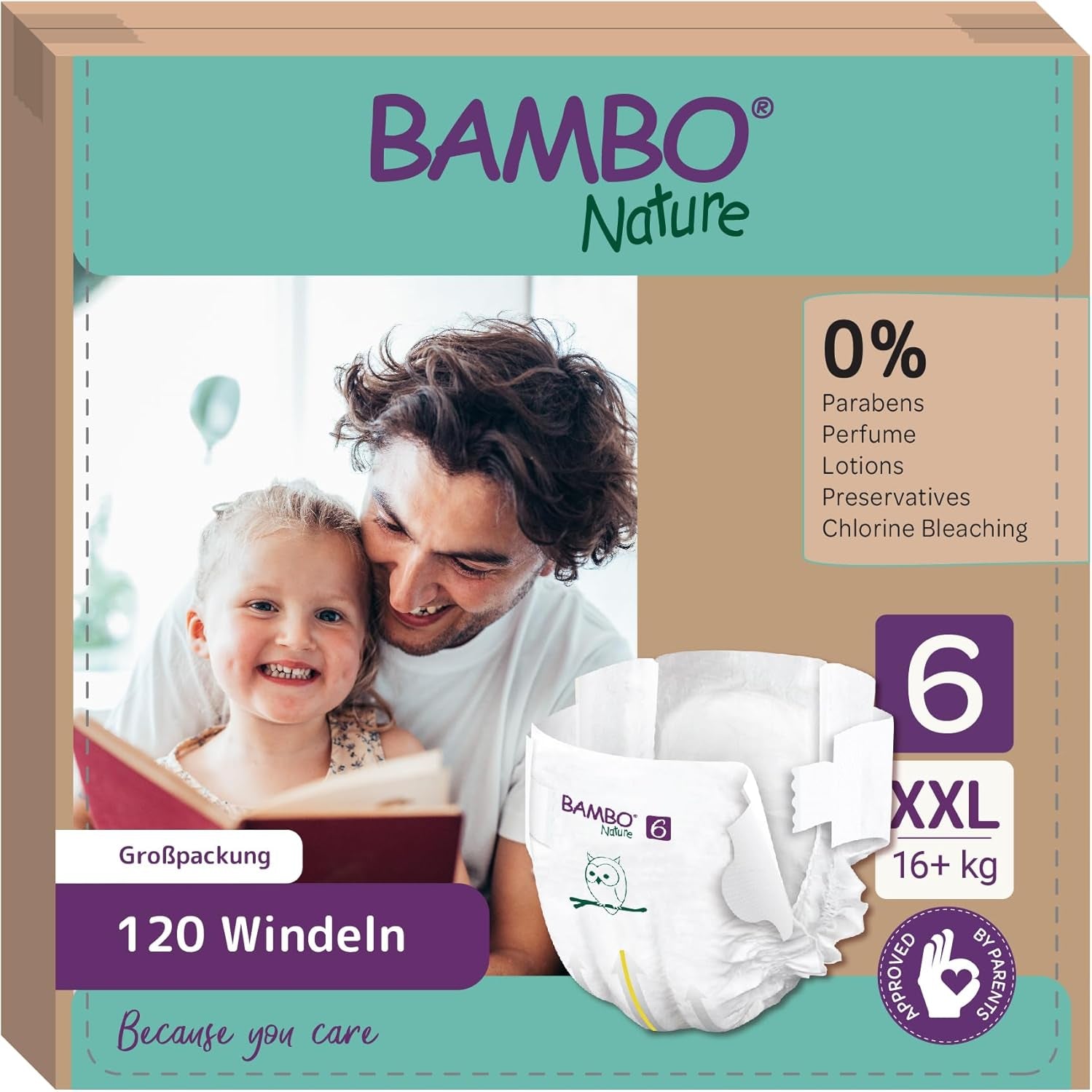 Bambo Nature Baby Diapers, Size 1 (2-4 kg), 132 Count Monthly Box | Premium Diapers with Enhanced Leak Protection | Ultimate comfort and freedom for newborns | Dermatologically tested diapers