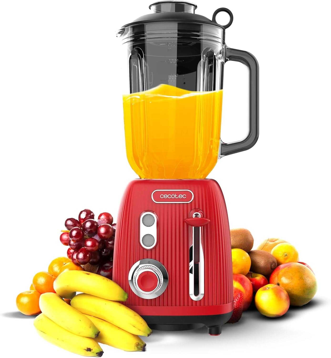 Cecotec Standmixer Retro Power Black Titanium Retrogreen. 1200W Maximale Leistung, 2 Geschwindigkeiten, 4-Klingen-Messer Mit Schwarzer Titanbeschichtung Und 1.5L Krug, Vintage-Design in Grün Kitchen Naty Shop Red