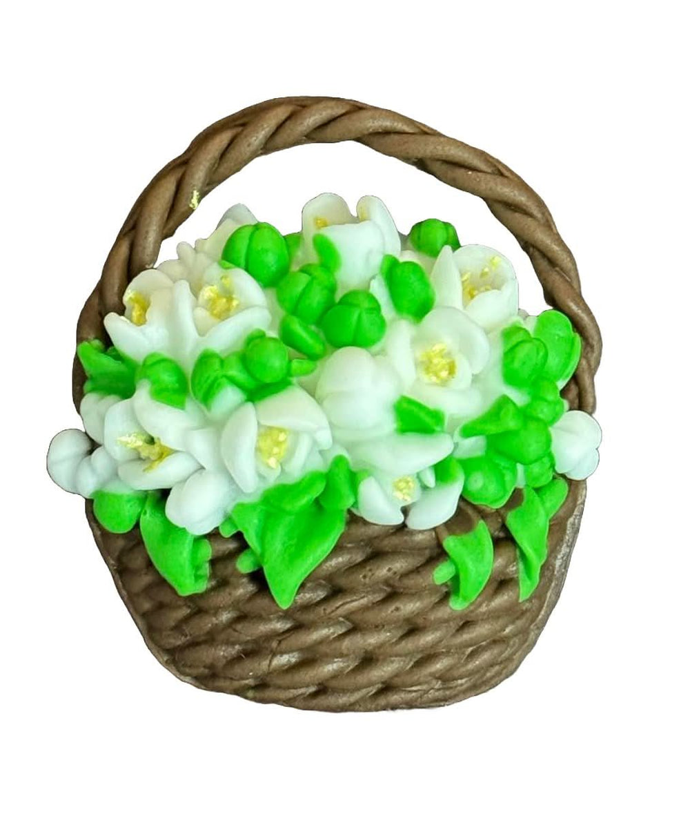 Edible sugar decoration, basket with cones Decorations from Sugar Paste Nati Shop