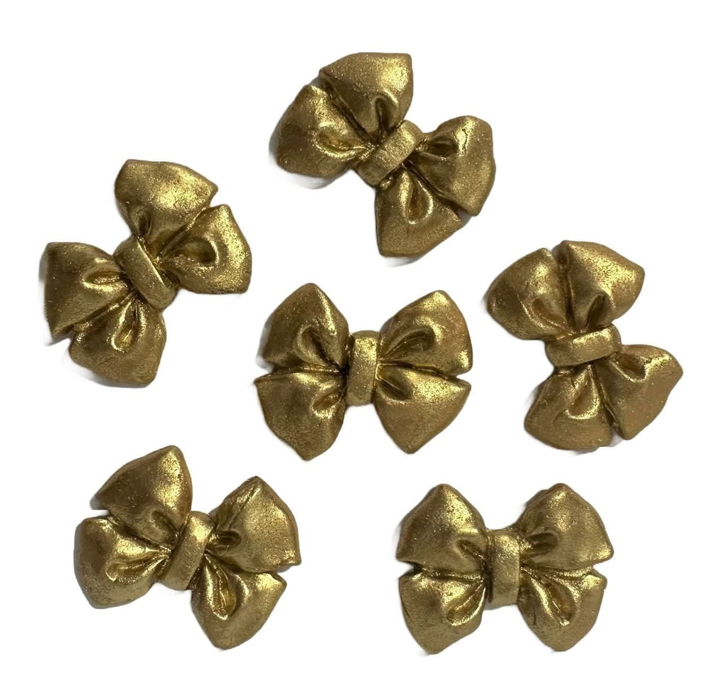 Decoratiune comestibila din zahar, Fundite aurii Decoratiuni din Pasta de Zahar Nati Shop