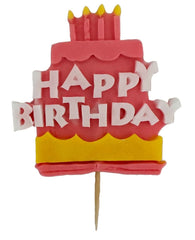 Decoratiune comestibila din zahar, Happy Birthday Decoratiuni din Pasta de Zahar Nati Shop