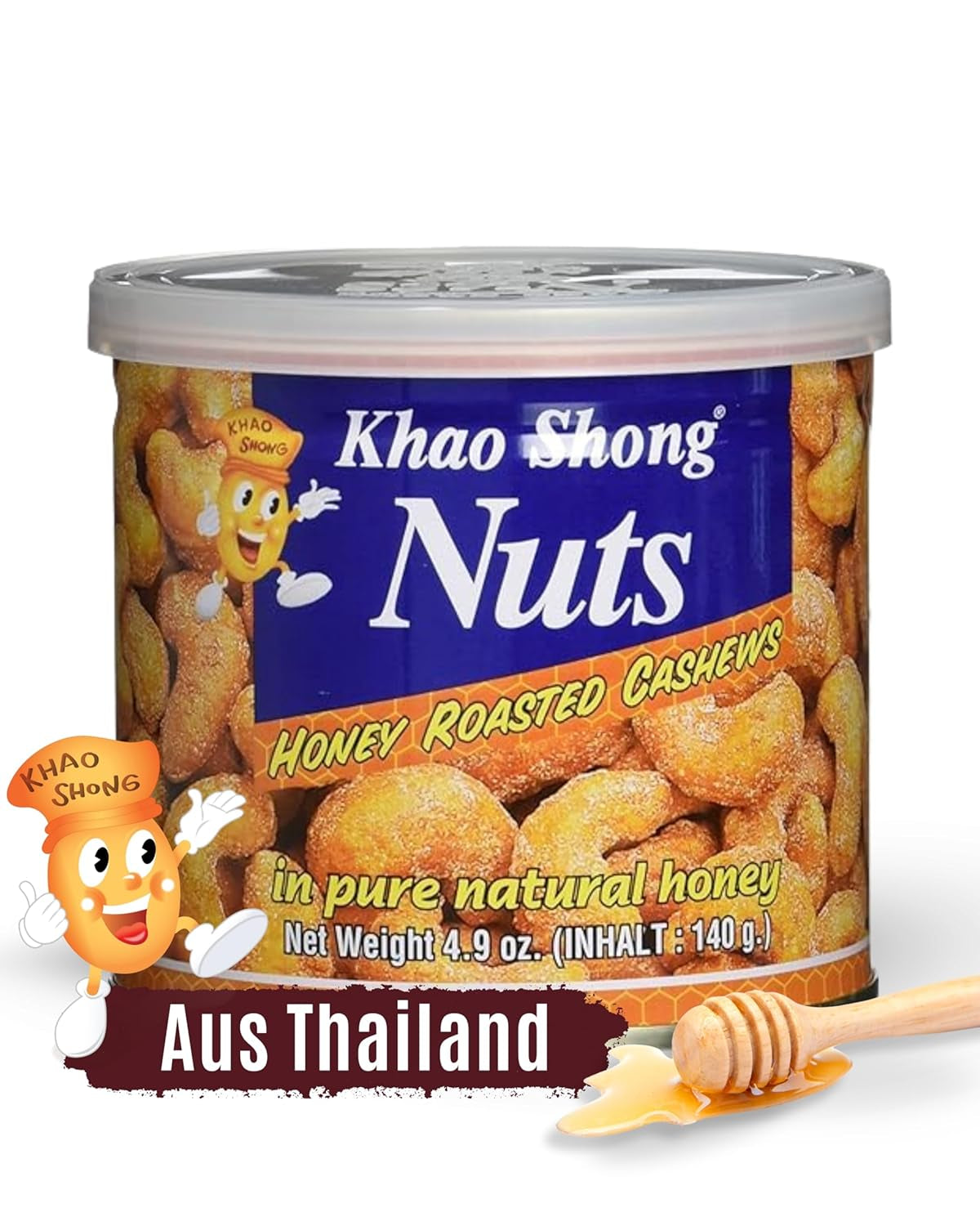 Khao Shong Fried Green Peas with Wasabi, Crispy Peas in a Spicy Batter, A Low-Fat Alternative to Nuts, Medium Spicy, 1 140g Can | 140 g (1 pack)