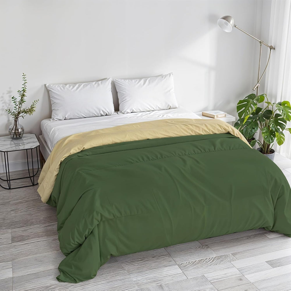Basic winter blanket, plain and lined, dark green / cream, 200X245Cm Quilts and quilts Naty Shop Dark green / cream 250X245Cm