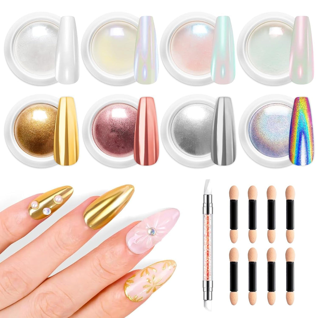 BISHENGYF Rose Gold Chrome Nail PowderNeue Upgrade Grosse Kapazität Chrom PulverSuper-Spiegeleffekt Metall Mirror Chrome Powder –Neon Glassy Pearl Effect Glitter Nagelkunst Pulver Für DIY Salon