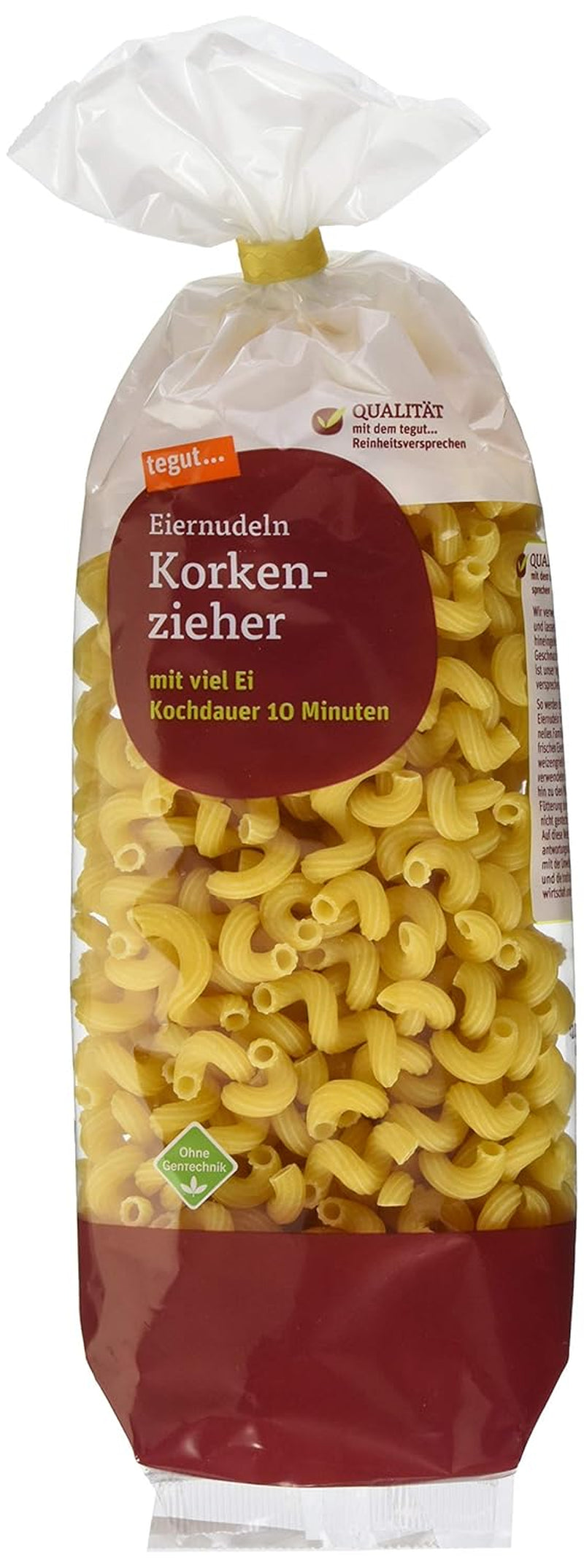 tegut... Noodles with egg, corkscrew, 1 x 500 g
