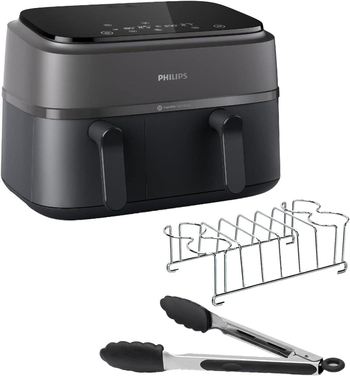 Philips Dual Basket Airfryer 3000 Series with breakfast set, 9 liters, 2 drawers Home Appliances Naty Shop Default Title
