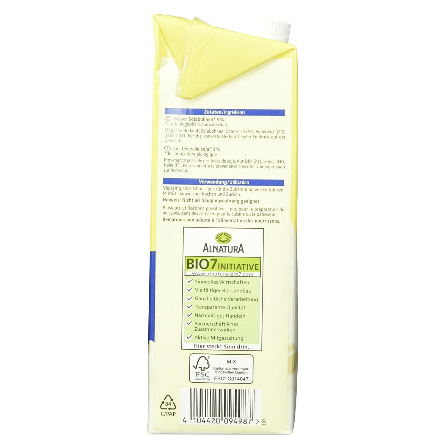 Bio Sojadrink, ungreased, gluten-free, lactose-free, vegan, 8er Pack (8 x 1 kg)