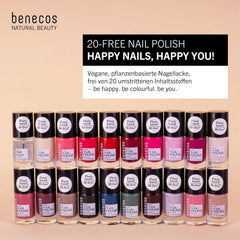 Benecos 20-Free vegan nail polish, sweet plum shade - herbal nail polish - fast drying and long lasting - water permeable - enriched with biotin - 5ml