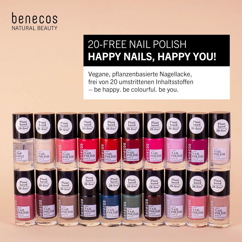 Benecos 20-Free vegan nail polish, vintage red - herbal nail polish - fast drying and long lasting - water permeable - enriched with biotin - 5ml