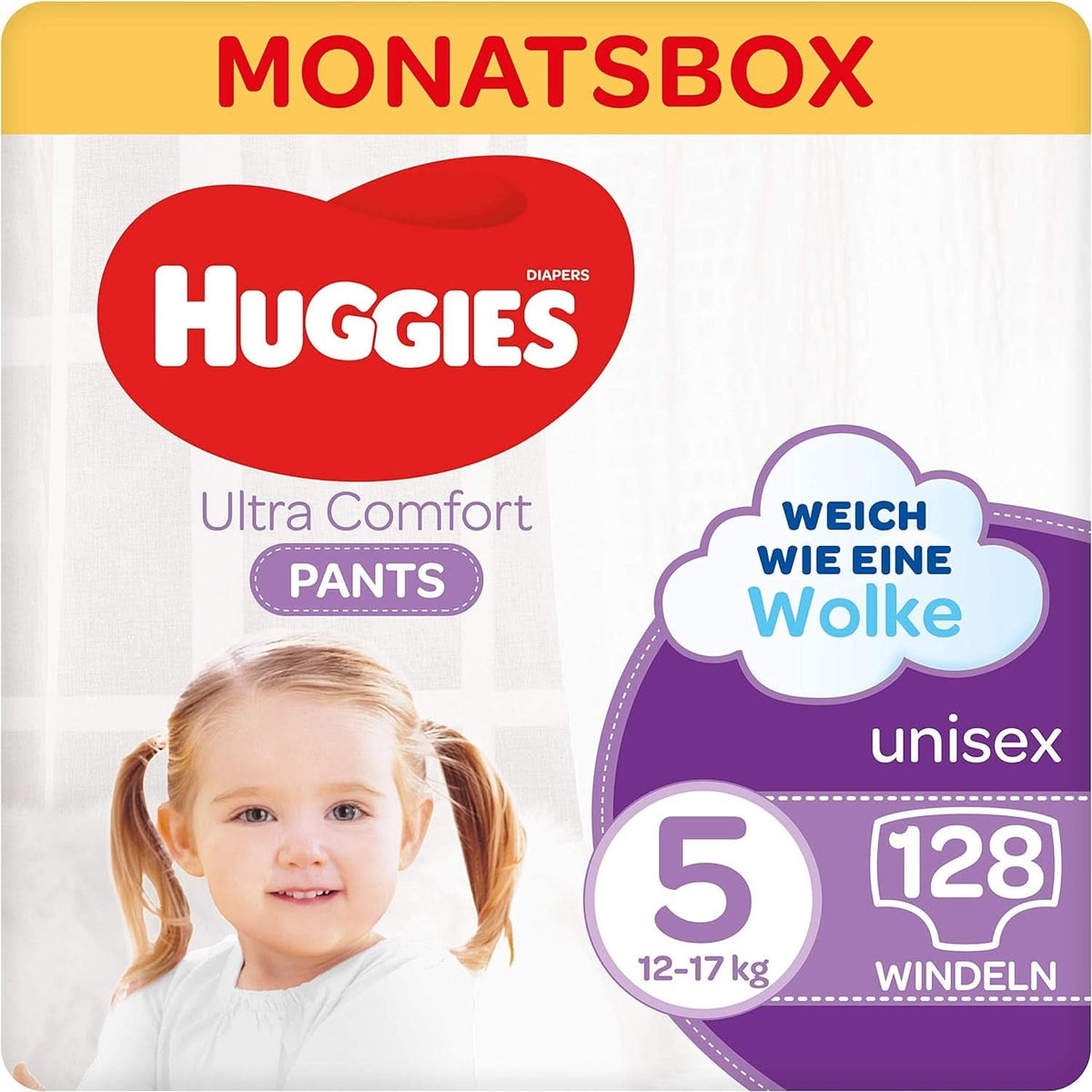 Huggies Ultra Comfort Pants, size 5, 12-17 kg, For active children, With moisture indicator and cloud waistband technology, 128 diapers Mother and Child Naty Shop