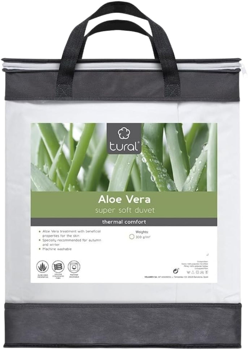 Tural - Plapumă 150 X 220 cm cu tratament Aloe Vera, umplere cu fibre 300 G/M², moale, respirabilă, certificată Oeko-Tex (alb, pat 90 cm) Plapumi si pilote Naty Shop