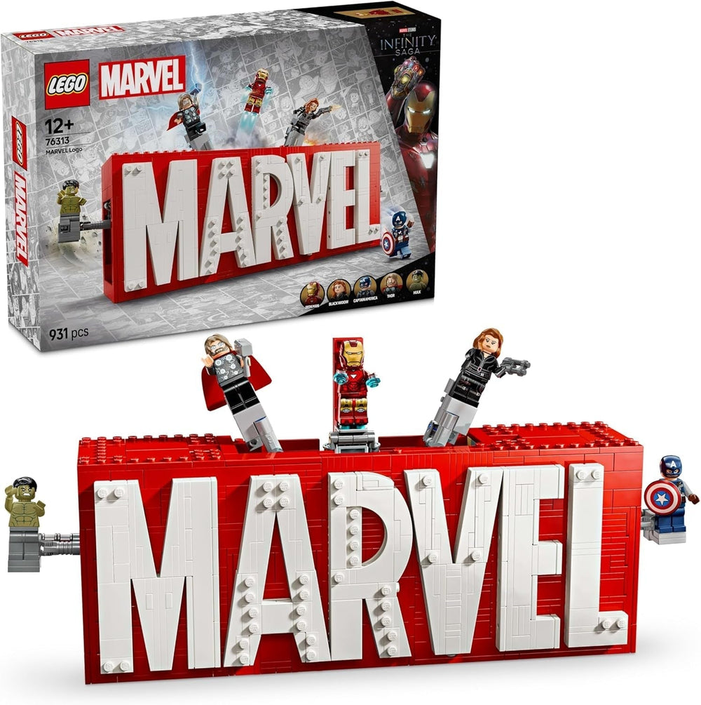 LEGO Marvel: Marvel logo and minifigures - Hulk, Thor, Iron Man, Black Widow and Captain America collection set - Avengers figure building set - Gift for boys and girls 12 years and up 76313 Building sets Beuche den LEGO-Store Default title